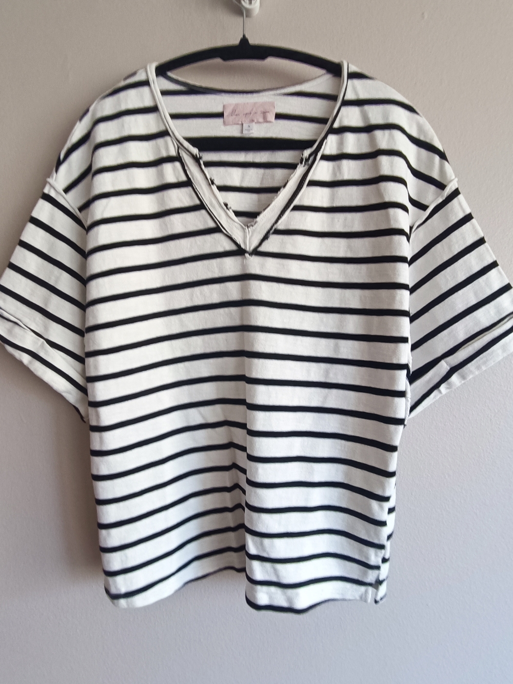 Once Upon a Dream Nautical Striped Heavyweight Boxy Fit V-Neck Tee Size S